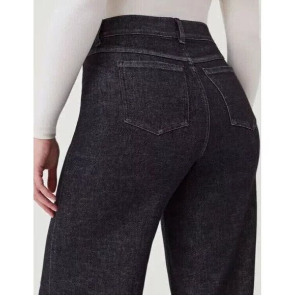 Spanx Wide Leg Pull On Denim Jeans Womens Medium Charcoal Stretch 20521R - Picture 4 of 4